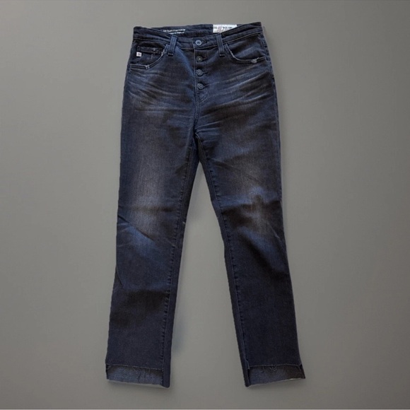 AG Adriano Goldschmied Jeans The Isabelle 26 R High Rise Straight Leg Crop Black - Picture 1 of 10